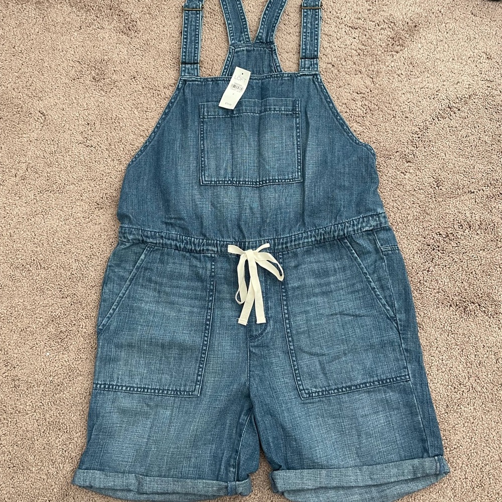 NWT Loft denim short overall